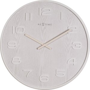 Nextime Wood Medium White 35 cm klok